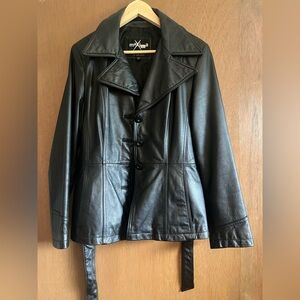 Maxima Black Leather Women's Blazer Jacket